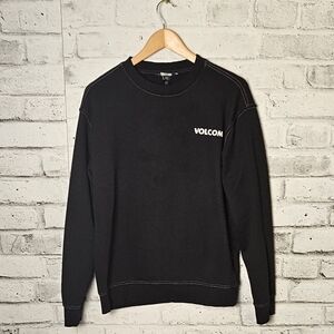 Volcom Black Crewneck Sweatshirt Logo Graphic Casual Pullover Size Medium